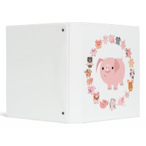 Cute Cartoon Pigs Mandala Binder