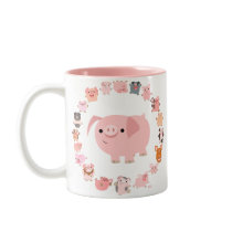 Cute Cartoon Pigs Mandala Mug
