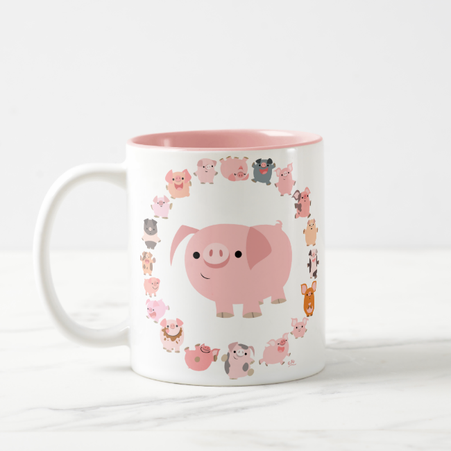 Cute Cartoon Pigs Mandala Mug