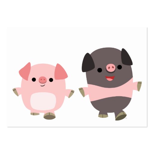 Cute Cartoon Pigs On a Walk ACEO/Business Card (front side)