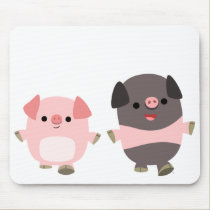 Cute Cartoon Pigs On a Walk Mousepad by Lioness_Graphics Cute Cartoon Pigs On a Walk Mousepad