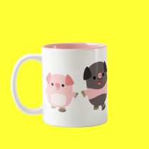 Nette Karikatur-Schweine auf einem Weg-Becher tassen