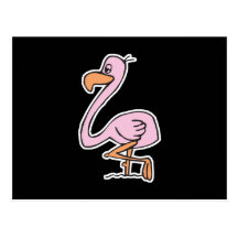 cute cartoon pink flamingo post cards