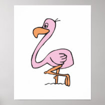 cute cartoon pink flamingo poster