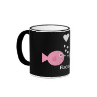 Cute cartoon Pisces black ringer mug mug