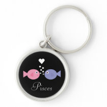 Cute Cartoon Pisces Zodiac Fish Customizable Black Key Chains