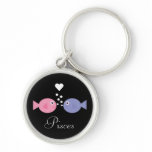 Cute Cartoon Pisces Zodiac Fish Customizable Black keychains