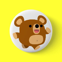 Cute Cartoon Playful Bear Button Badge