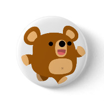 Cute Cartoon Playful Bear Button Badge