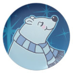 Cute Cartoon Polar Bear Holiday Plate plates