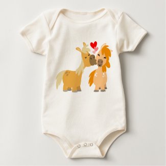 Cute Cartoon Ponies in Love Baby apparel shirt