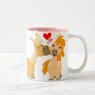 Cute Cartoon Ponies in Love mug mug