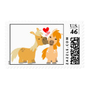 Cute Cartoon Ponies in Love Postage stamp