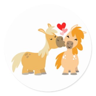 Cute Cartoon Ponies in Love sticker sticker