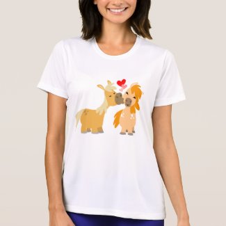 Cute Cartoon Ponies in Love Women T-shirt shirt