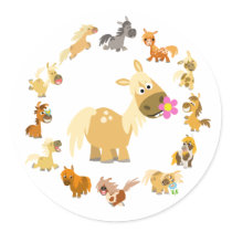 Cute Cartoon Ponies Mandala Sticker