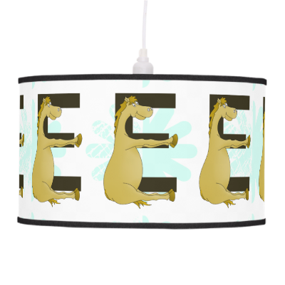 Cute Cartoon Pony Monogram E Hanging Lamp