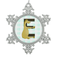 Cute Cartoon Pony Monogram E Snowflake Pewter Christmas Ornament