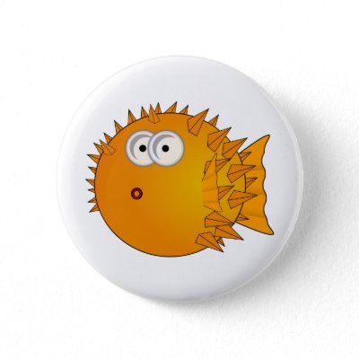 Cute Cartoon Puffer Fish Pin by ClippertyClack