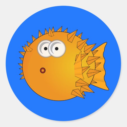 Cute Cartoon Puffer Fish Sticker | Zazzle