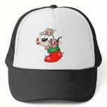 Cute cartoon puppy in Christmas stocking hats