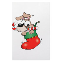 Cute cartoon puppy in Christmas stocking stationery