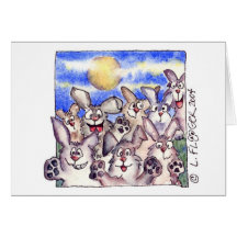 Cute Cartoon Rabbit Full Moon Card