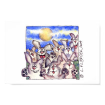 Cute Cartoon Rabbit Full Moon Poster Print by zooogle Cute Cartoon Rabbit Full Moon Poster Print