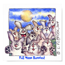 Cute Cartoon Rabbit Full Moon Poster Print