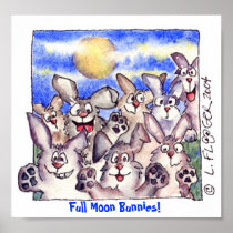 Cute Cartoon Rabbit Full Moon Poster Print