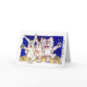 Cute Cartoon Rabbits on the Moon Note Card