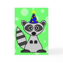 Cute Cartoon Raccoon Birthday Card