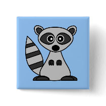 Cute Cartoon Raccoon Button