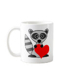 Cute Cartoon Raccoon Holding Heart mugs