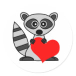 Cute Cartoon Raccoon Holding Heart stickers