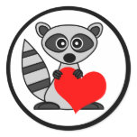 Cute Cartoon Raccoon Holding Heart stickers