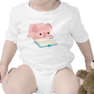 Cute Cartoon Reading Piglet Baby Apprel shirt