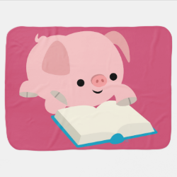 Cute Cartoon Reading Piglet Baby Blanket