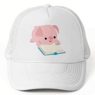 Cute Cartoon Reading Piglet Hat hat