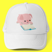 Cute Cartoon Reading Piglet  Hat