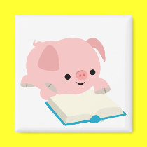 Cute Cartoon Reading Ferkel Magnet