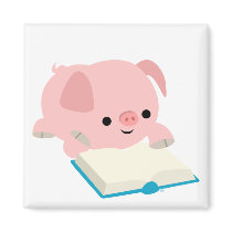 Cute Cartoon Reading Piglet  Magnet