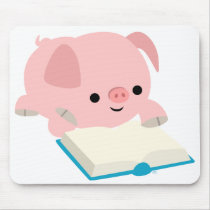 Cute Cartoon Reading Piglet  Mousepad