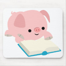 Cute Cartoon Reading Piglet  Mousepad