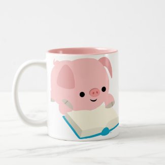 Cute Cartoon Reading Piglet Mug mug