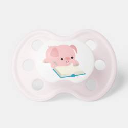 Cute Cartoon Reading Piglet Pacifier BooginHead Pacifier
