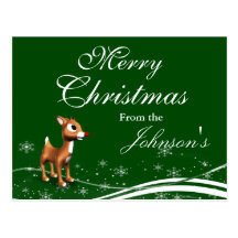 Cute Cartoon Reindeer Christmas Greeting Post Card