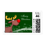 Cute Cartoon Reindeer Christmas Stamp