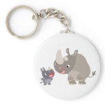 Cute Cartoon Rhino Baby & Big Rhino Keychain
