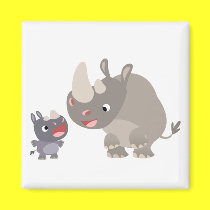 Nettes Karikatur-Nashorn-Baby u. großer Nashorn-Ma magnete
